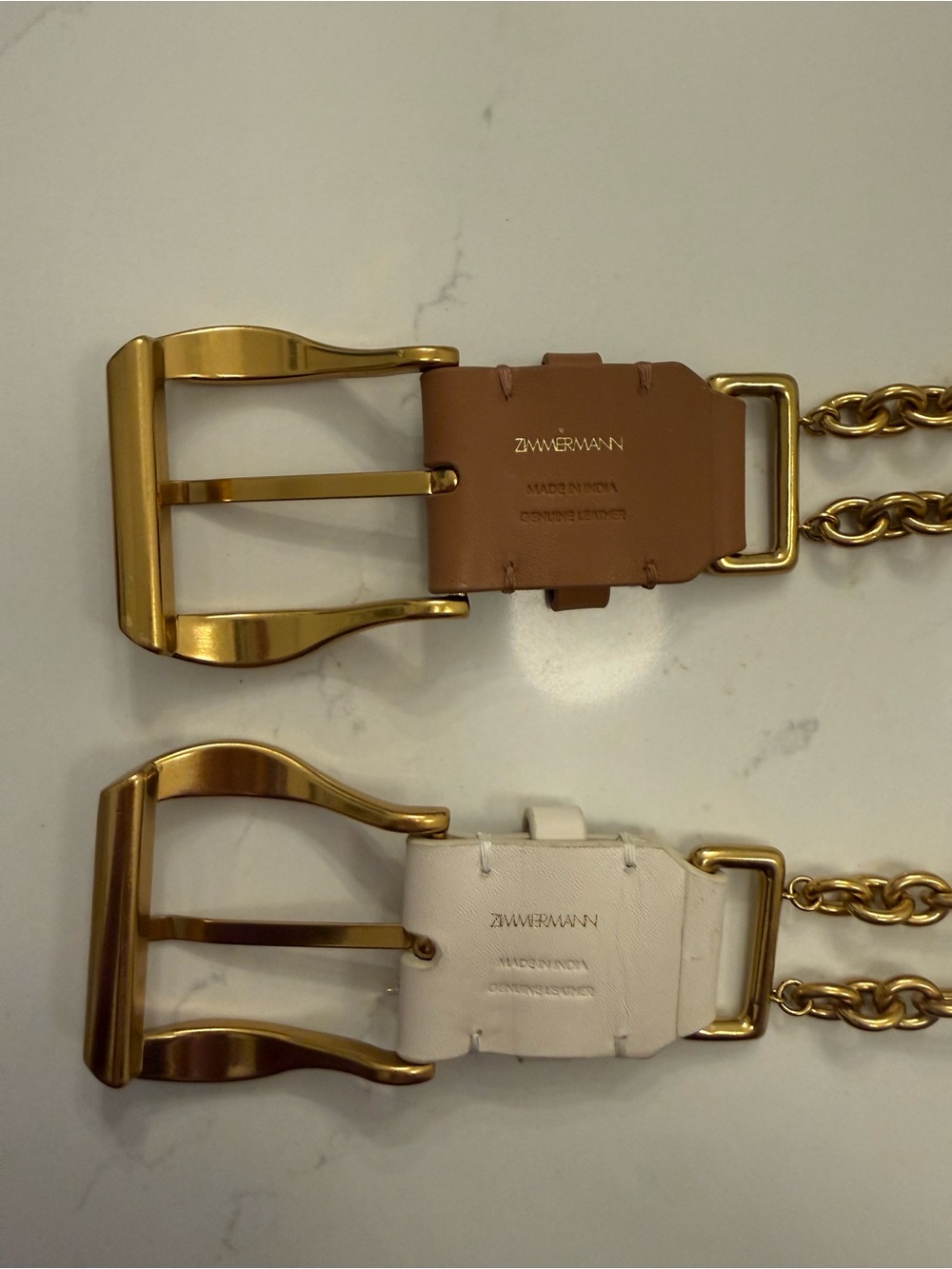 Zimmermann Chain Belt in Tan & White with Gold Hardware
